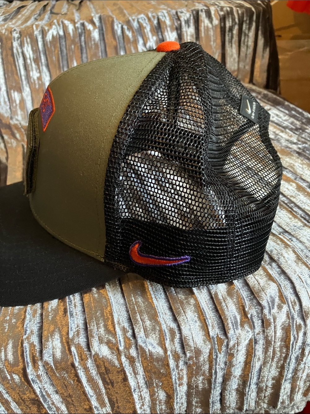 Clemson Tigers Nike 2024 Military Appreciation Rise Trucker Hat - Olive/Black - Picture 4 of 6